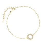 Bratara argint placata cu aur galben cu cerc si pietre DiAmanti Z1171BG_W-DIA